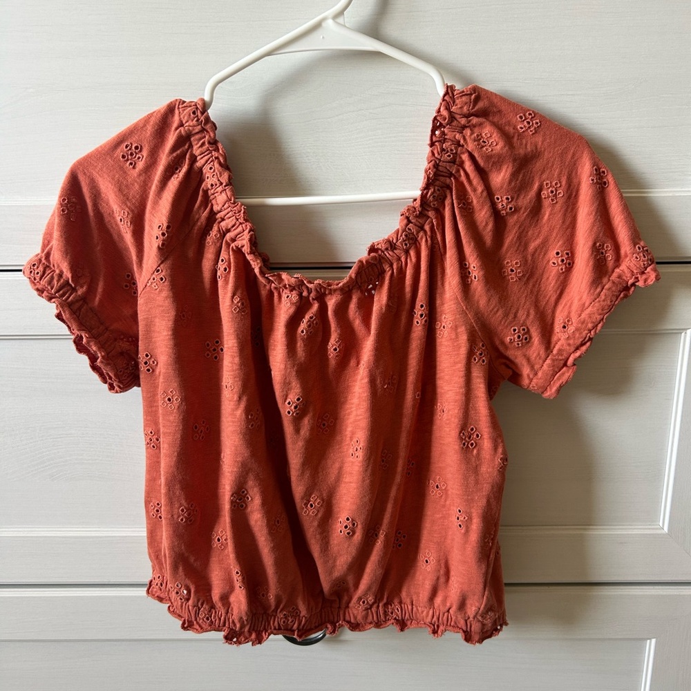 American Eagle Outfitters Terracotta Eyelet Blouse